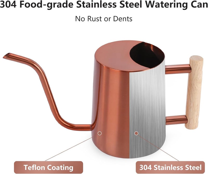 GUKJOB Watering Can Indoor Plants, 35oz Small Stainless Steel Metal Watering Can Modern Decorative Watering Pot with Long Spout for Indoor House Plant Bonsai Garden Flowers (Copper) - Image 5